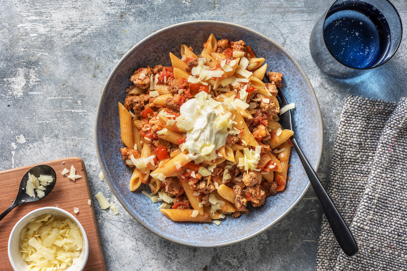 recette de Penne au boeuf aux saveurs mexicaines