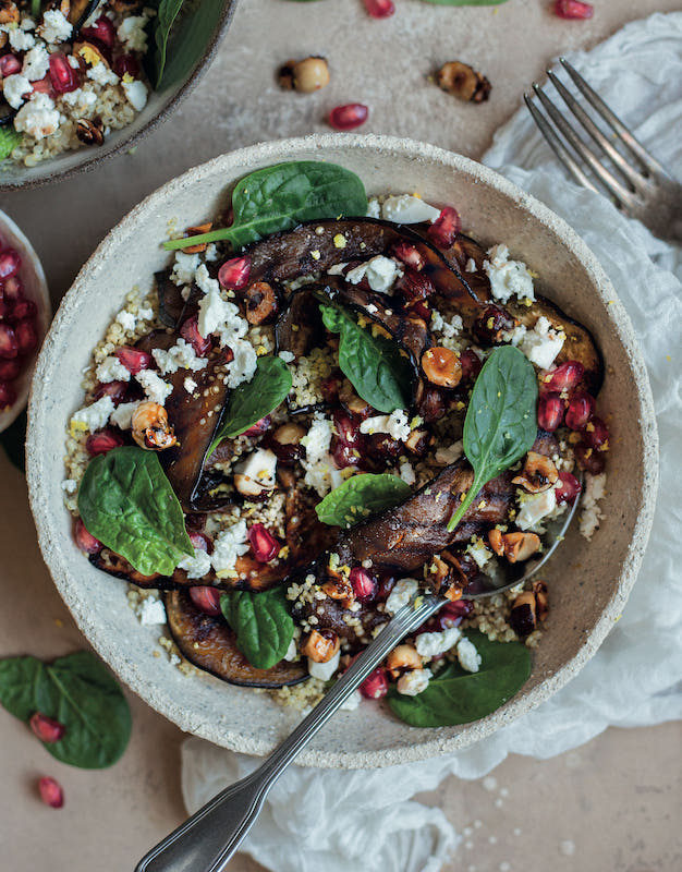 recette de Salade de quinoa à l’aubergine marinée