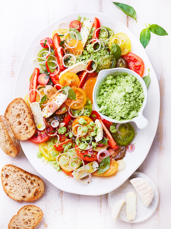 recette de salade de tomates et granité chèvre-basilic