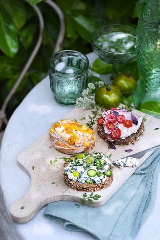 recettes de Tartines fromagères multicolores