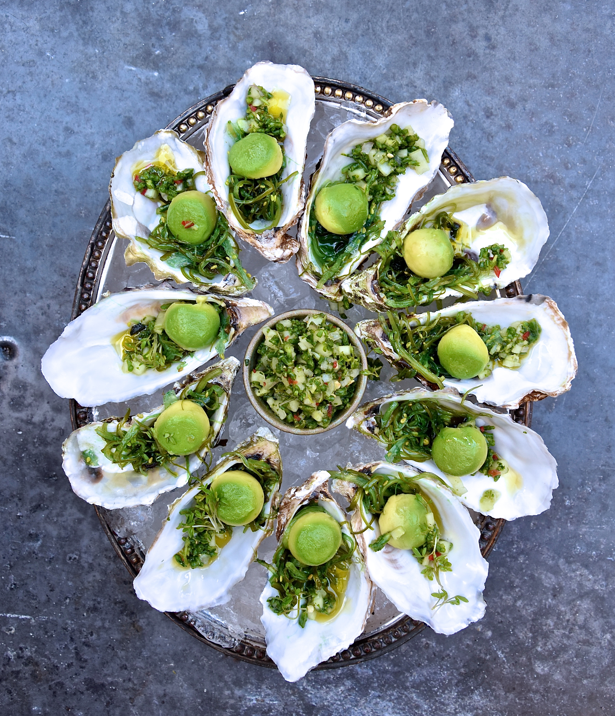 recette d'Huîtres végétaliennes aux perles d'avocat