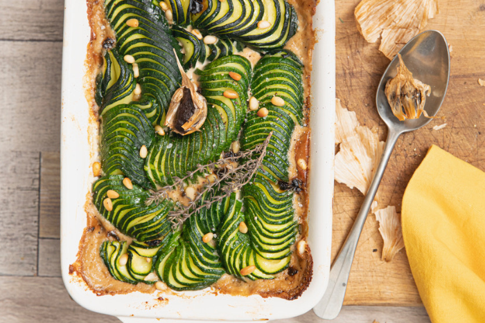 Gratin de courgettes à l’ail noir