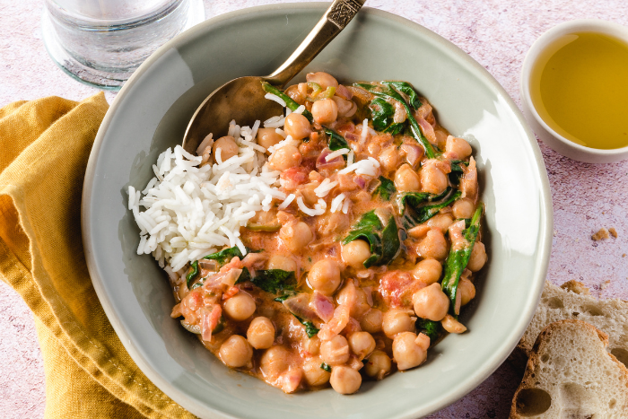 Curry de pois chiches aux épinards