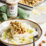 recette de Colin en crumble d’amandes et aneth