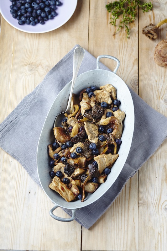 recette d'Emincé de veau aux myrtilles et champignons