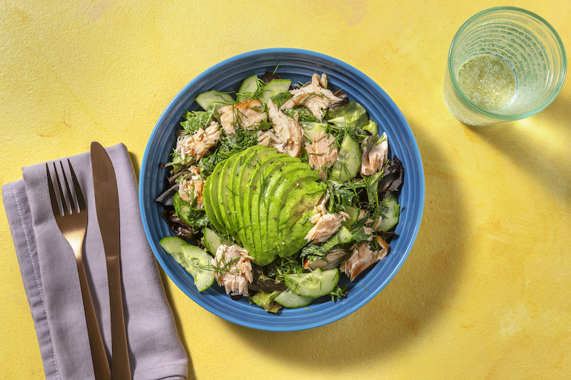 recette de Salade kale au saumon et à l'avocat