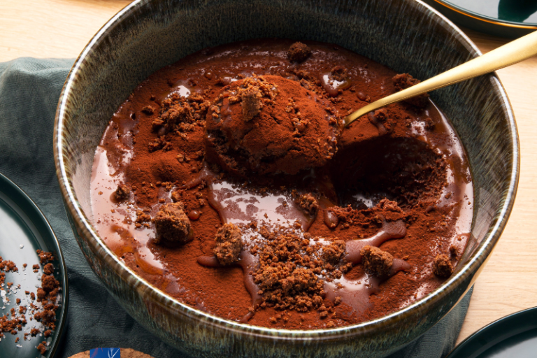 Mousse au chocolat noir et caramel