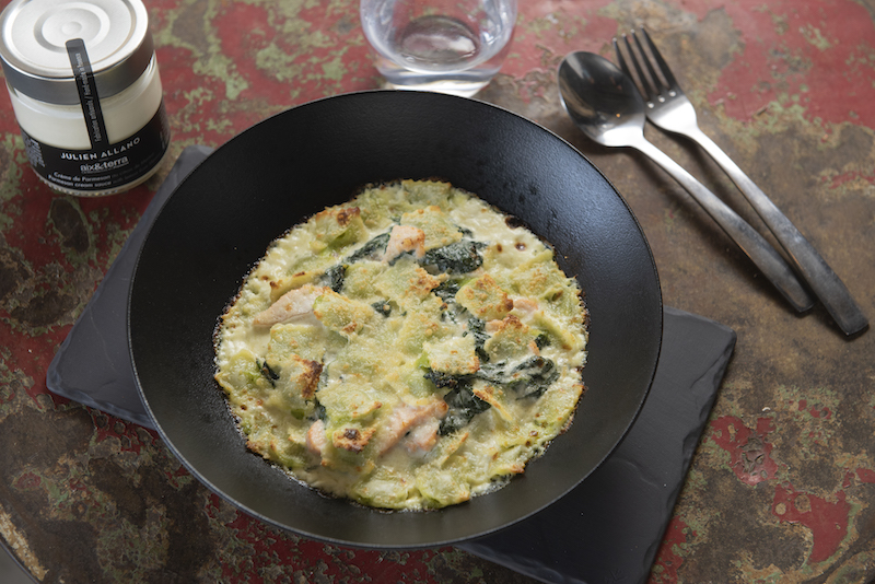 recette de Gratin de ravioles au saumon frais