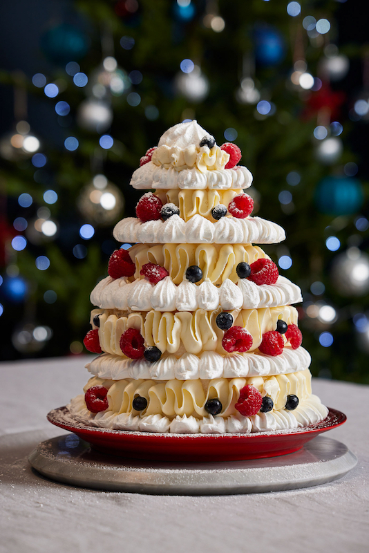 recette de Pavlova en forme de sapin de Noël