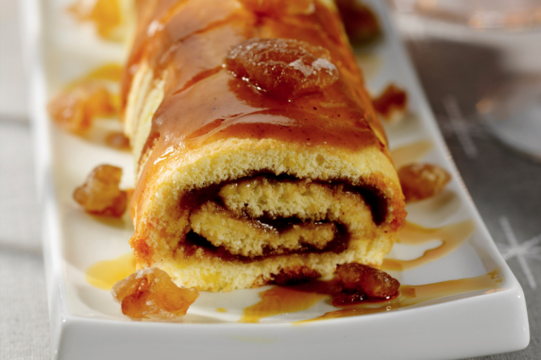 Bûche à la crème de marrons et aux pommes