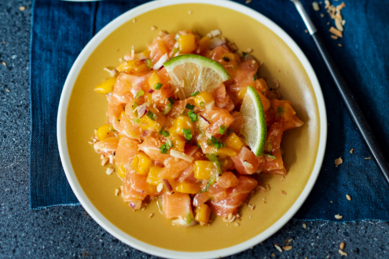 Ceviche de saumon mangue coco