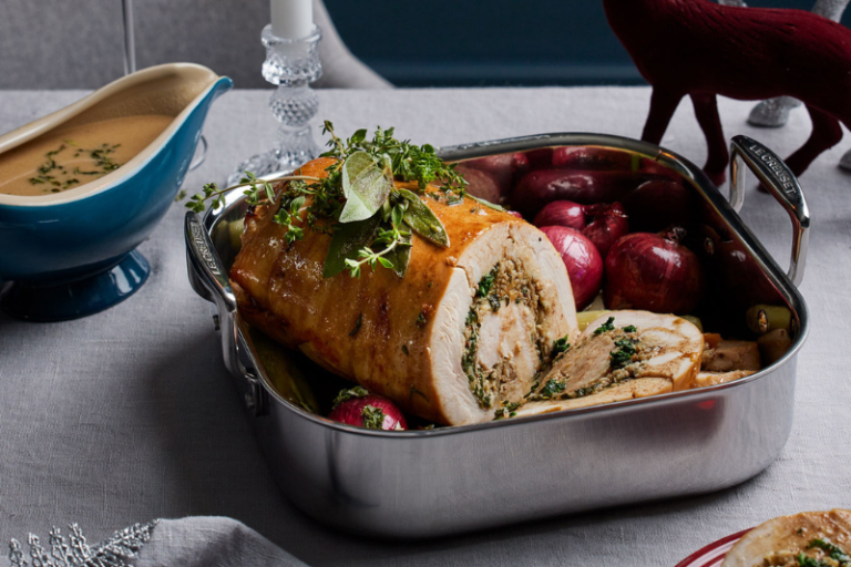 Dinde farcie et glaçage au porto