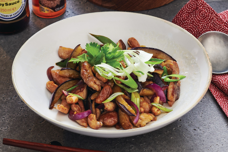 Poulet sauté aux aubergines