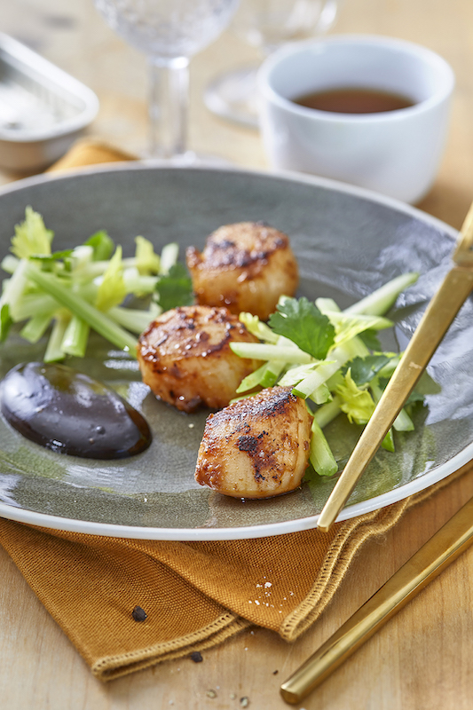 recette de Saint-Jacques au miso brûlé