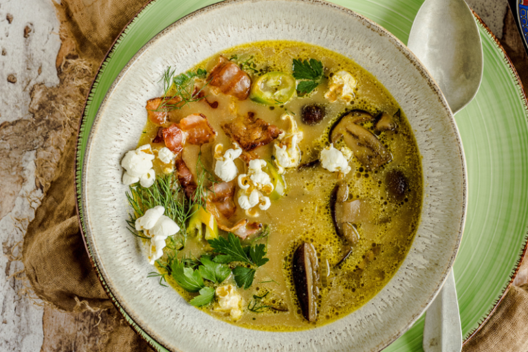 Soupe aux champignons bacon