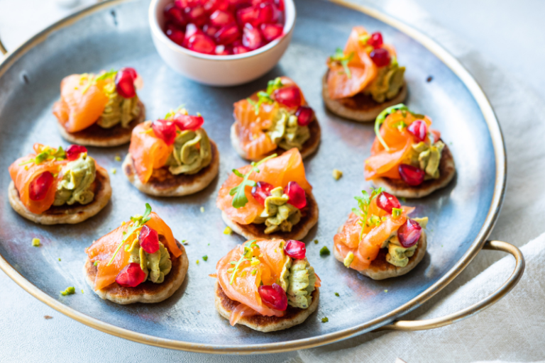 Blinis à la crème de pistache et saumon