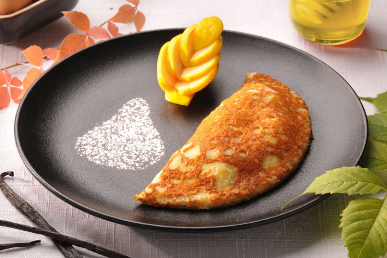 Crêpes soufflées et poires au miel