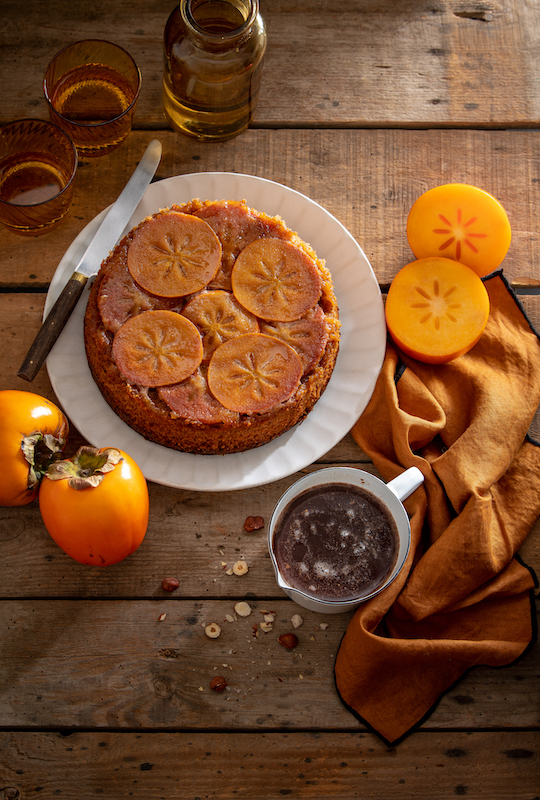 recette de Gâteau renversé au kaki et au miel