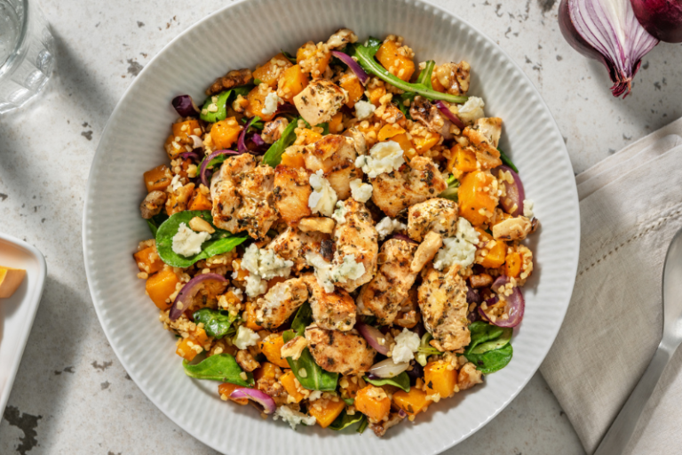 Butternut rôti au poulet et bleu