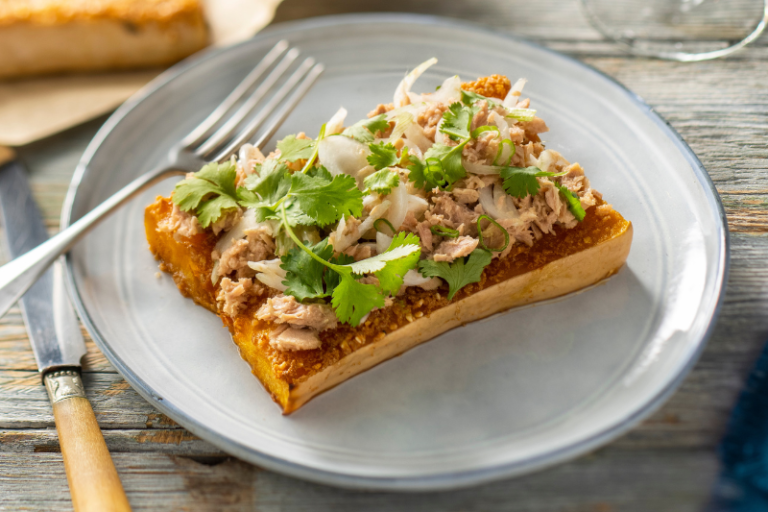 Courge butternut au satay et thon