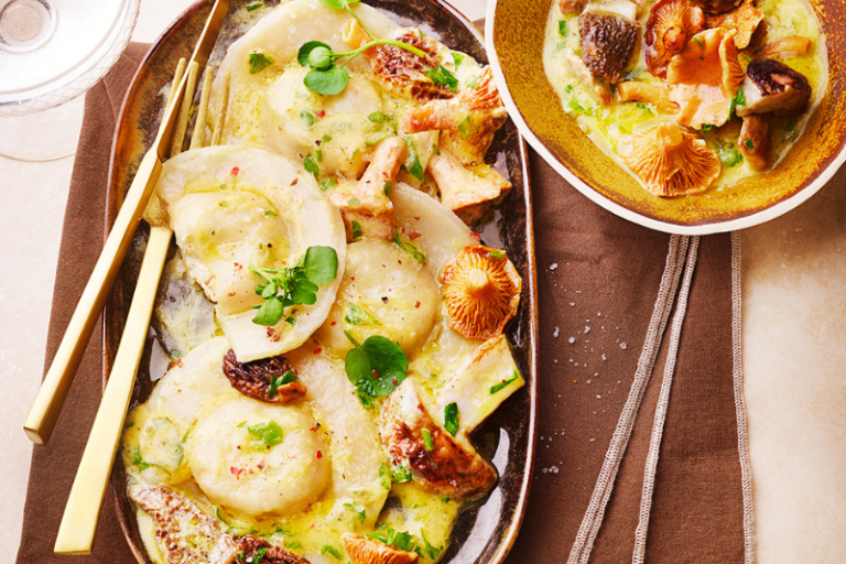 Ravioles de Brocciu et crème de champignons