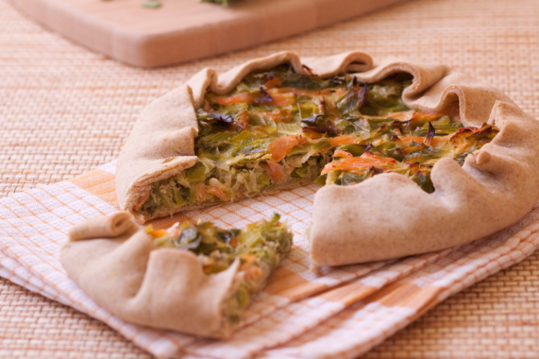 Tarte rustique aux poireaux et truite