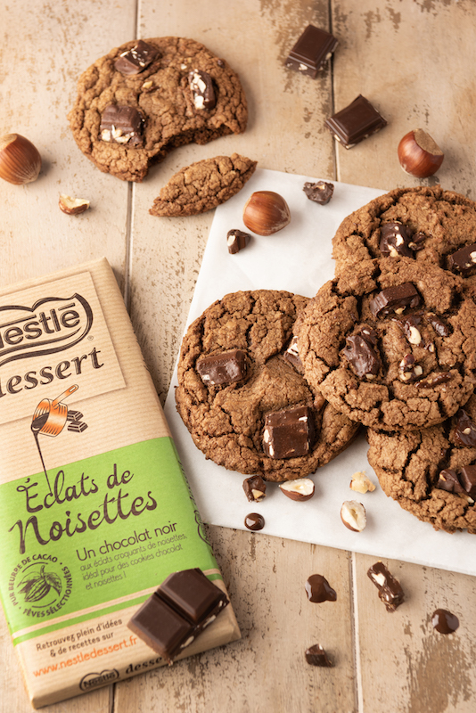 recette de Cookies au chocolat Eclats de Noisettes