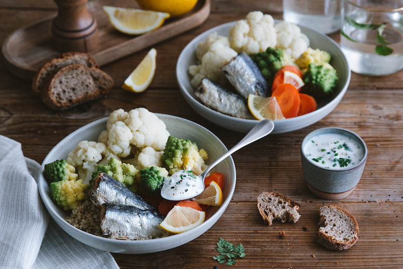 Légumes vapeur aux sardines