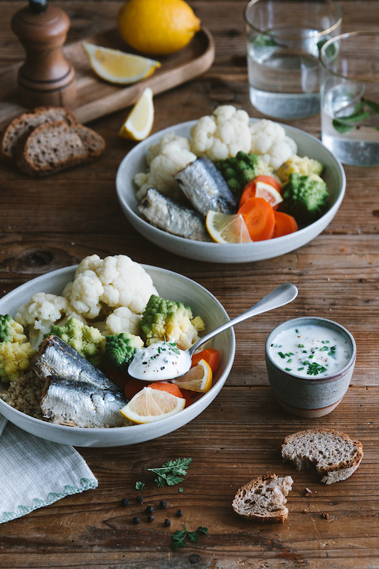 recette de Légumes vapeur aux sardines