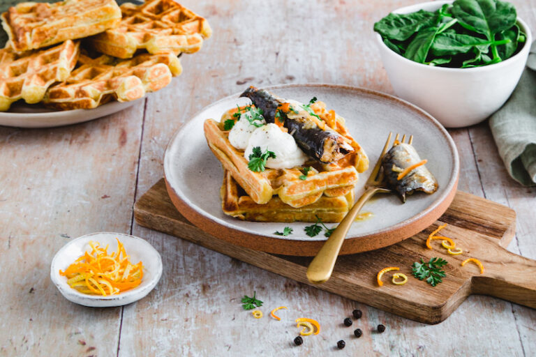 Gaufres de pommes de terre et sardines