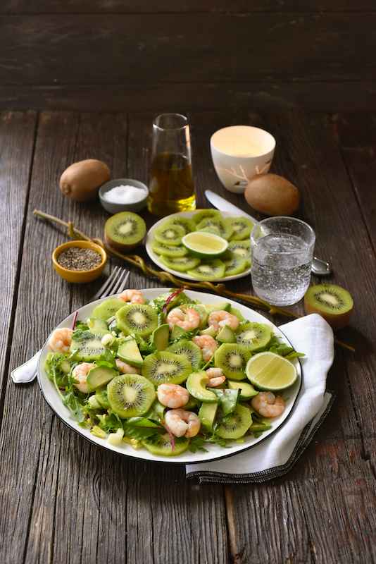 recette de Salade de kiwis aux crevettes