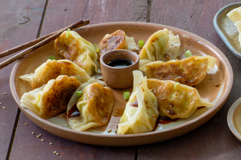 Gyozas à la fondue de poireaux
