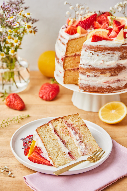 recette de Layer cake aux fraises et citron