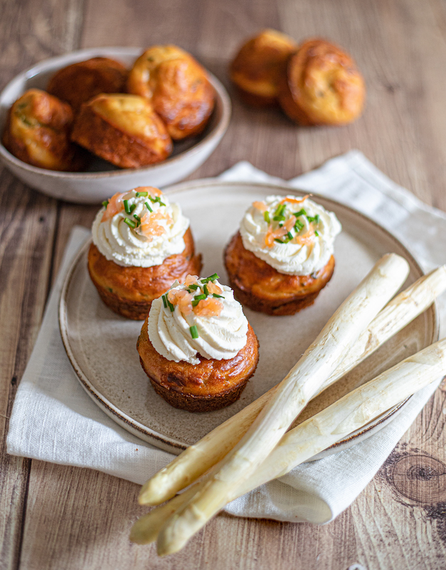 recette de Cupcakes au saumon et asperges blanches