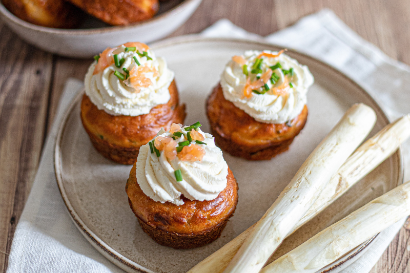 Cupcakes au saumon et asperges blanches