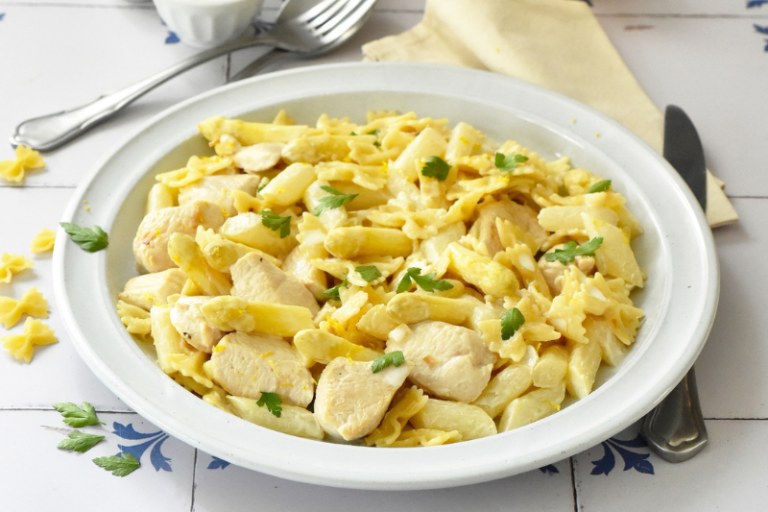 Pâtes aux asperges des Landes et au poulet