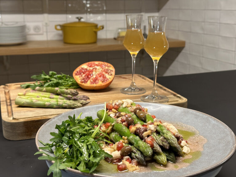 Asperges vertes et grenades