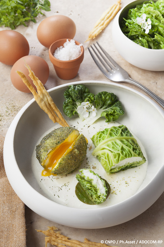 recette d'Oeuf mollet en croûte d’herbes