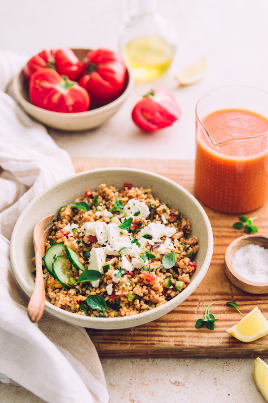 recette de Salade fraîcheur au boulghour et gaspacho