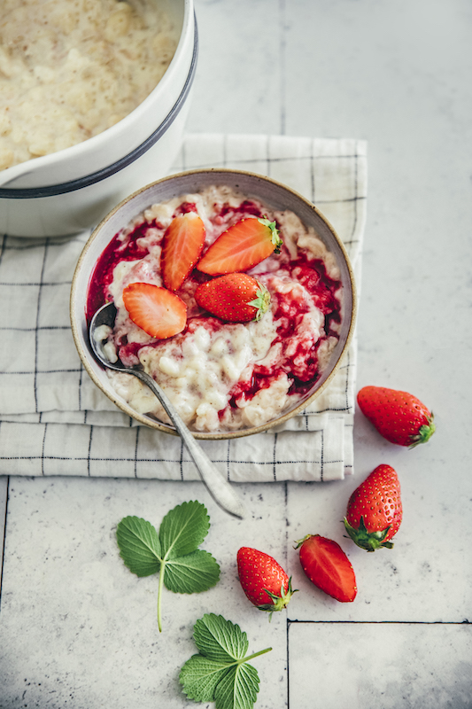 Riz au lait aux fraises