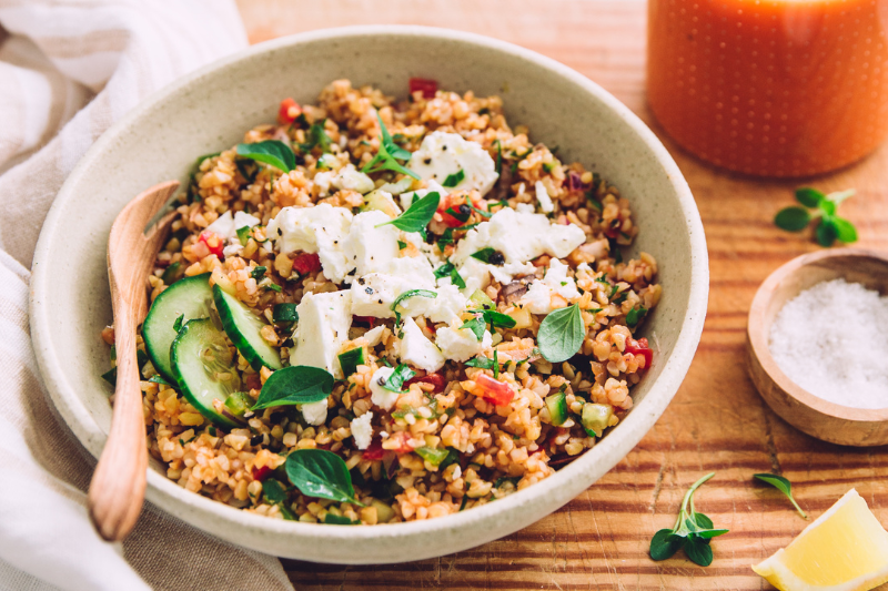 Salade fraîcheur au boulghour et gaspacho