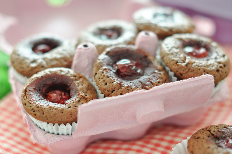 Mini-muffins cerises-chocolat