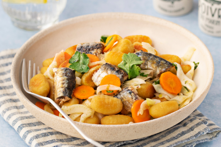 Salade de gnocchis aux sardines, carottes et fenouil Kiss My Chef
