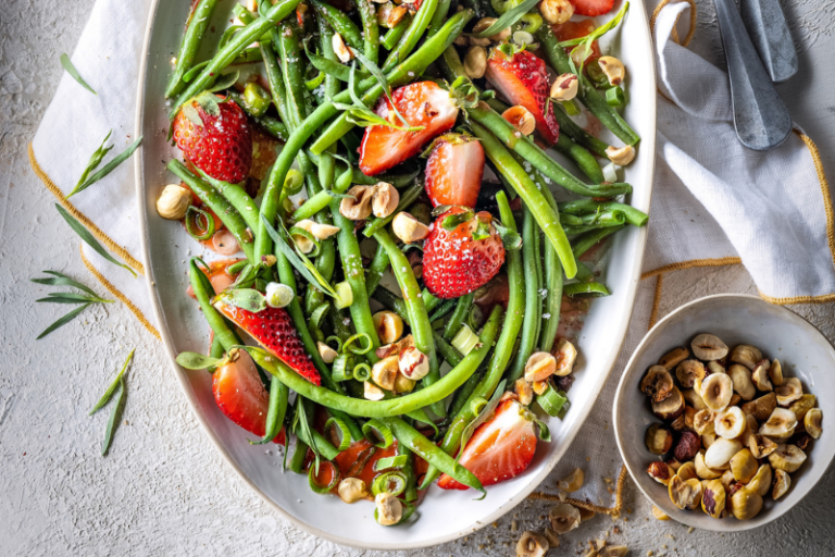 Haricots verts et vinaigrette de fraises