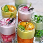 Verrines de petits légumes et fromage