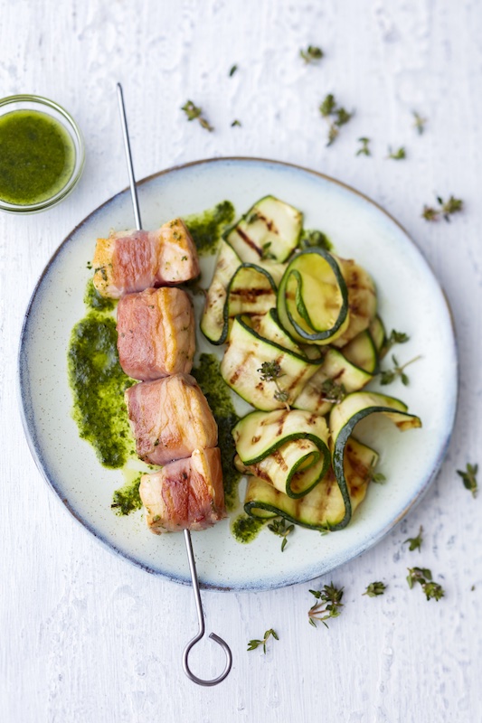 Brochettes de saumon au jambon de Parme