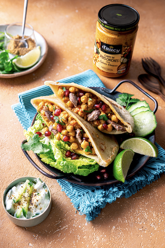 recette de Naans au curry de pois chiches