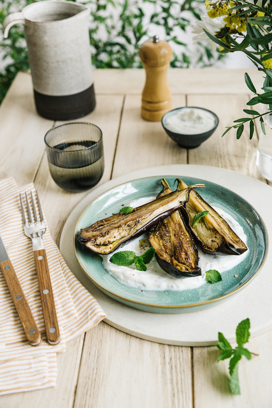 recette d'Aubergines rôties au fromage frais