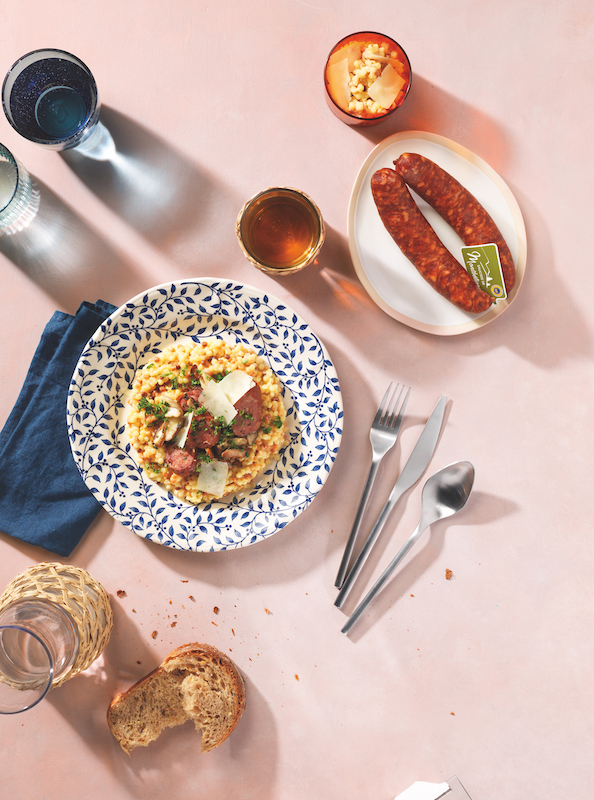 recette de Risotto de Fregola à la saucisse Montbéliard