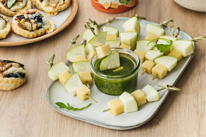 Brochettes fraîcheur pomme et Cantal